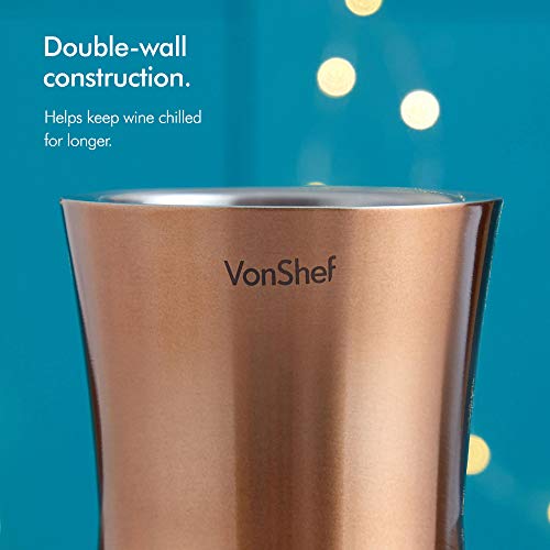 VonShef Copper Wine Bottle Cooler Chiller, Stainless Steel, Double
