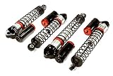Integy Hobby RC Model C25739SILVER Billet Machined Piggyback Shock Set (4) for Associated SC10B Off-Road