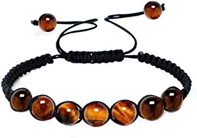 CLIDOU Nylon Rope String 6mm Bead Bracelet Healing Energy Stone Gemstone Bracelet