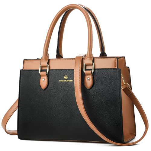 KURGOOL Handbags Purses for Women, Trendy Leather Dual-tone Tote Purse, Designer Handbag Shoulder Bag Top Handle Satchel Bags