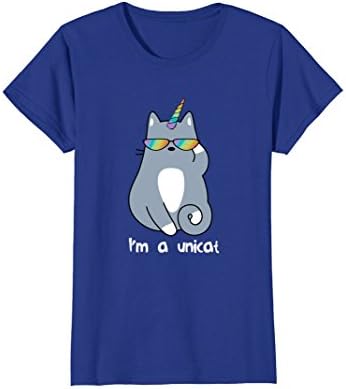Womens Cat Unicorn Shirt, Funny Unicat with Glasses Cute Costume T Large Royal Blue