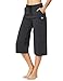 BALEAF Women's Capri Pants Casual Summer Cotton Yoga Wide Leg Lounge Athletic Jersey Walking Loose Workout Capris Pocketed Charcoal Size L
