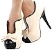 SHOW STORY Vintage Beige Black Two Tone Bow Platform Stiletto High Heel Ankle Boots,LF30427BG40,8.5US,Beige