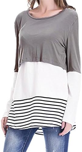 Iusun Breastfeeding Shrits Womens Maternity Nursing Wrap Top Casual Lace Splice Pregnant Nursing Baby Pajamas Blouse Tops (Khaki, L)