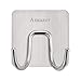 Amazer Towel Hook, Adhesive Double Bath Towel Hook Robe Hook Coat Hooks Heavy Duty Bathroom Hooks, 304 Stainless Steel Wall Hook Sticky Hanging Hooks for Bathroom