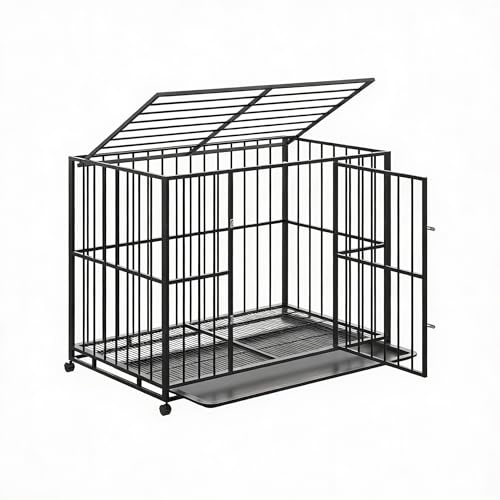 48 Inch Metal Dog Crate Cage Kennel,Dog Crate with Removable Crate Trays, Wheel…