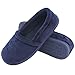 Women’s Velvet Memory Foam Closed Back Slippers Lightweight Anti-Slid Embroidery Ballerina house/office Shoes (M /7-8 B(M) US, Navy Blue)