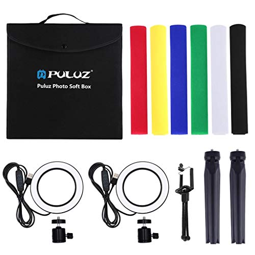 Folding Studio,Eoeth PULUZ Fat Cow Portable Softbox LED Photo Lightbox for Tabletop Photography LED Lighting Box Simple Folding Studio Set with 6-Color Background Cloth - Thumbnail 3