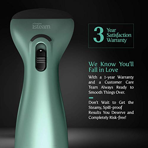 iSteam Steamer for Clothes [Luxury Edition] Powerful Dry Steam. Multi-Task: Fabric Wrinkle Remover- Clean- Refresh. Handheld Clothing Accessory. for All Kind of Garments. Home/Travel [220V Green] - Thumbnail 4