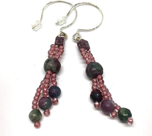 Ruby Ziosite Natural Stone Earrings on Sterling Silver Ear Hooks