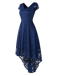 Vestido de cóctel sexy con cuello en V de ALINGNA para mujer Vestido de dama de honor de encaje bajo y floral