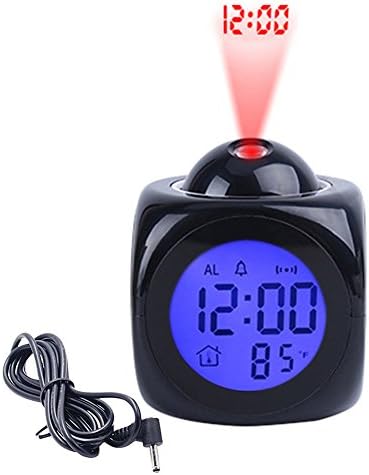 Lomanda Projection Digital Clock Alarm Clock Wall Ceiling Projection Clock with Charging Cable Temperature Snooze Backlight Hourly Chime for Bedroom
