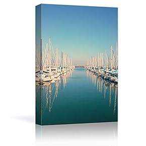 Canvas Wall Art -Sailboats Parked at The Pier - Giclee Print Gallery Wrap Modern Home Art Ready to Hang - 12x18 inches