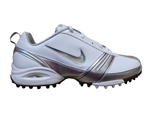 Nike Women's Team Destroyer Lacrosse Cleats (12, White/Black-Metallic Silver)