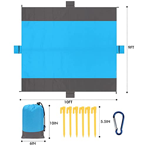 Sand Free Beach Blanket 10'' x 9'' for 58 Adults,Waterproof and