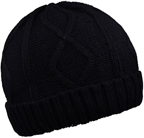 Warm Beanies Wool Fleece Lined Winter Knit Hats Thick Skull Caps for Men Women (black)