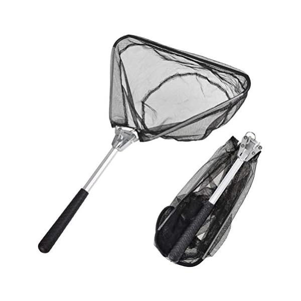 BESPORTBLE Angelkescher Fishing Kescher Klappbar Aluminiumlegierung Bodenkescher Poolkescher Garnelenkescher Dreieck Brail Kescher 50cm – Bild 7