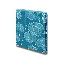Canvas Prints Wall Art - Seamless Pattern with Clouds and Rain in Sky |Seamless Pattern Modern Wall Art Ready to Hang - 12" x 12"