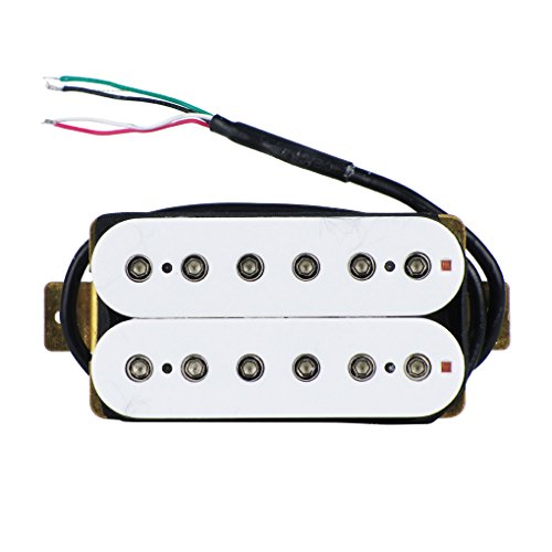 FLEOR Set of Alnico 5 Double Coil Humbucker Electric Guitar Neck & Bridge Pickup Alnico V Adjustable Pole Piece, White Color