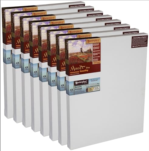 MASTERPIECE Z1MT-4056 Monet Pro 1.5″ Deep Tahoe Heavy Plus 14.6 oz Cotton Stretched Canvas 40″ x 56″ White