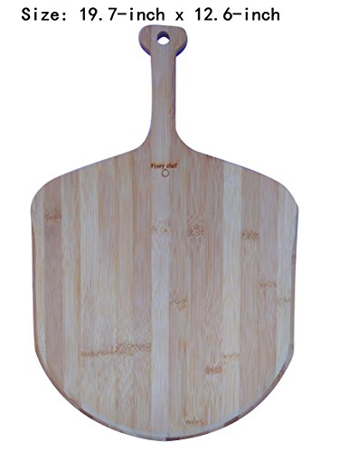 Fiery Chef 19.7-inch x 12.6-inch Premium Natural Solid Three Layers Bamboo Pizza Peel, Paddle for Homemade Pizza and Bread Baking