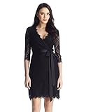 Grapent Women's Lace 3/4 Sleeves Midi Business Cocktail Short Formal Wrap Dress