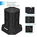 Tower Power Strip Surge Protector 8 AC Outlets with 6 USB Ports Chargers 10 Feet Long Extension Cord Indoor Black-Powerjc