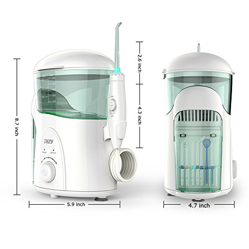 THZY Water Flosser Professional Electric Dental Countertop Oral Irrigator 600 Milliliter Capacity with 7 multifunctional Tips for Braces, Bridges, Dental Care, FC-288 White