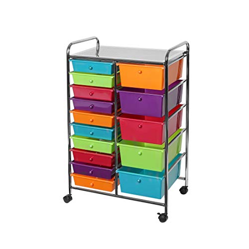 Seville Classics 15-Drawer Organizer Cart, Multicolor (Pearlized)
