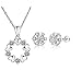 Majesto Flower Heart Jewelry Set for Women Bridesmaid Jewelry Sets Necklace and Earring Sets Costume Jewelry Gift 18K White Gold Plated