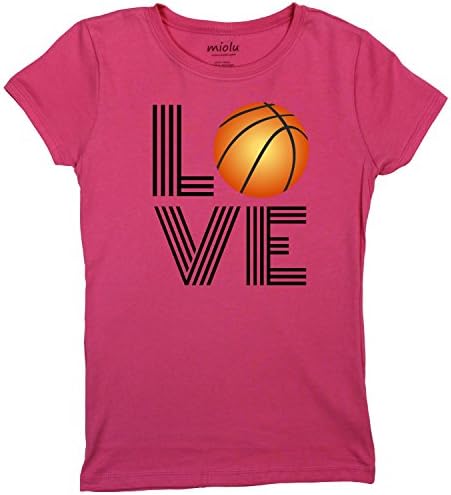 Miolu Youth Girls - Love Basketball Square - T-Shirt, Large, Pink
