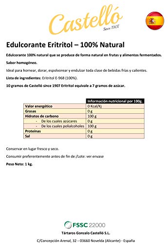 Zoetstof Erythritol - Gegranuleerde - Natuurlijke Suikervervanger - Geen GMO - 0 Glycemische Index - Keto en Paleo… - Afbeelding 5