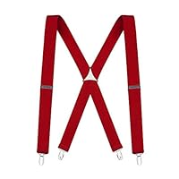 Buyless Fashion Mens 48" Elastic Adjustable 1 1/4" Suspenders In X Shape - 5104-Red