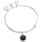 Alex and Ani Birthstones Expandable Bangle for Women, Birthday Crystal Charms, Shiny Finish, 2 to 3.5 in