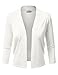 JJ Perfection Women's Basic 3/4 Sleeve Open Front Cropped Cardigan WHITE M