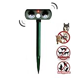 JzNova Solar Power Ultrasonic Animal Repeller, Outdoor Waterproof Animal Reject for Yard, Lawn, Garden - Repeller Cats, Dogs, Mice, Snakes, Foxes, Moles, Birds and Other Animals