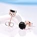GULICX Rose Gold Tone Unique Chic 7mm Round Black Stud Earrings