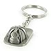 Fire Fighter Helmet Antique Pewter Finished with Split Keyring and Chain