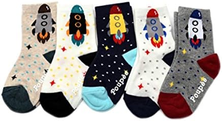 Baby Socks, Anti Slip, Rockett picture, 5-Pack set for 0-1 Year Baby