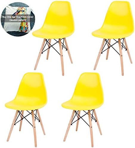 Joolihome Eiffel Dining Chair Plastic Wood Retro Modern Furniture for Living Room, Desk, Patio, Terrace, Office, Kitchen, Lounging, Cafeterias & More (Black, 1)