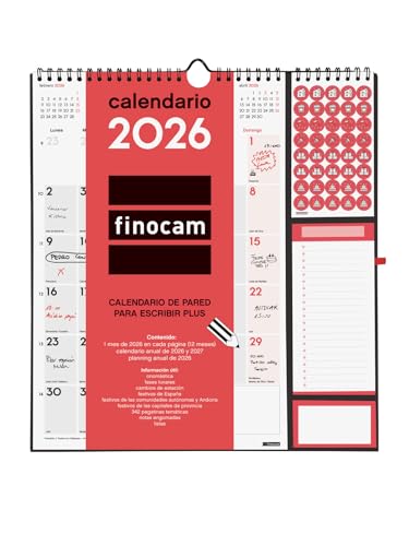 Finocam - Wall Calendar 2026 Plus Month View January - December (12 Months) | 2026 Calendar to Note | Neutral Monthly Planner - English