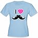 I Love Mustache Girl's T-Shirt #1408