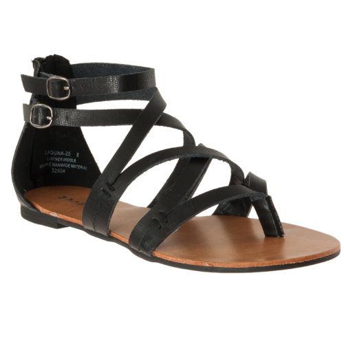Bamboo Womens Laguna Lizard-print Gladiator Sandals