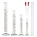 Glass Graduated Measuring Cylinder Set 100ml 50ml 25ml 10ml with 2 Glass Stirring Rod and 2 Dropper by SUPERLELE