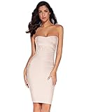 Meilun Women's Rayon Strapless Stretch Cocktail Bandage Dress Medium Beige
