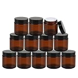 Encheng 25Pack of 4 oz Amber Round Glass Jars, with