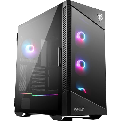 MPG VELOX 100R Premium Gaming PC Case (ARGB Lighting, Vertical GPU Bracket, Side Air Vents, 360mm Radiator Support, Type-C, Tempered Glass Swinging Window, Supports Up To 7 Fans)