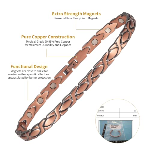 Wollet Copper Magnetic Anklet Ankle Bracelets Women's Magnets (Anklet/Large  Bracelet
