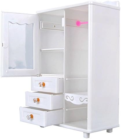 zhihu 1 PCS Plastic Wardrobe Dollhouse Furniture + 20 Mixed Pink Hangers Accessories For Barbie Doll
