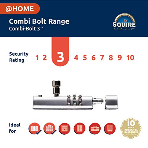 SQUIRE Combination Locking Bolt. Unique Patented Recodeable Combination